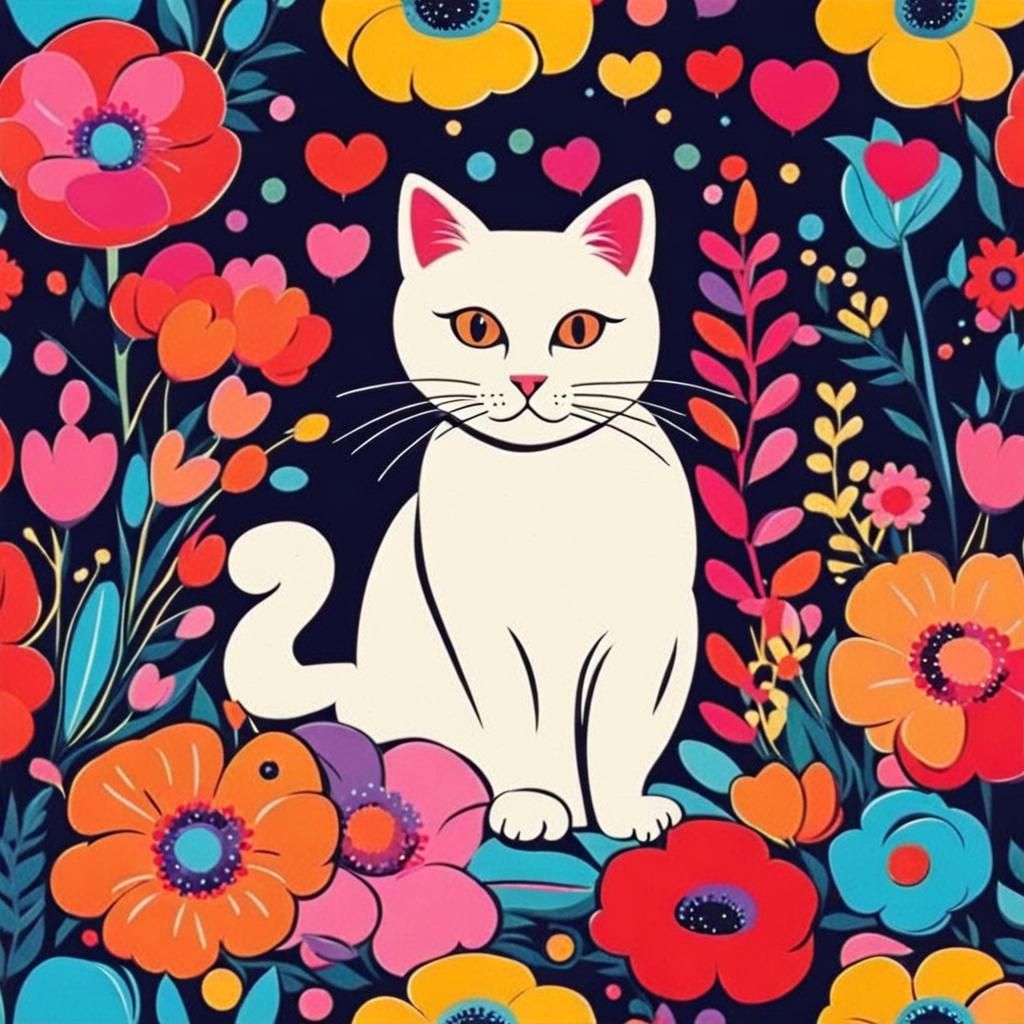 Colorful Abstract Cat in Pop Art Style