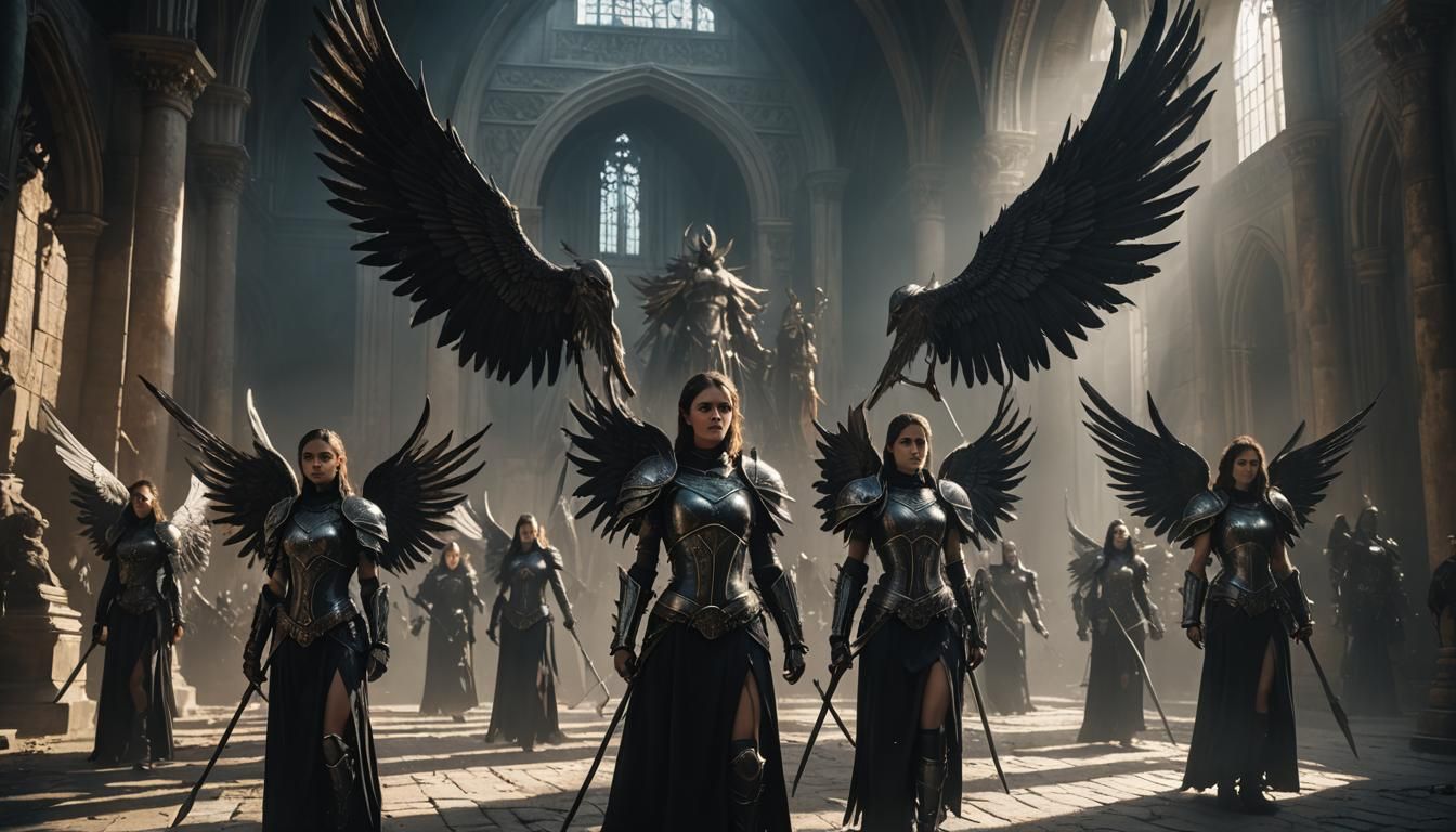 Angelic Female Warriors in Dark Fantasy Art