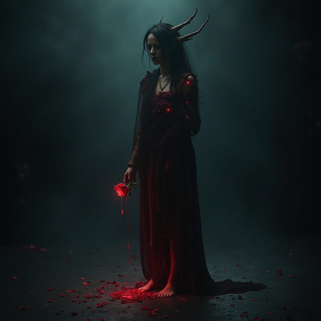 Mythic Woman in Ethereal Void: Digital Art