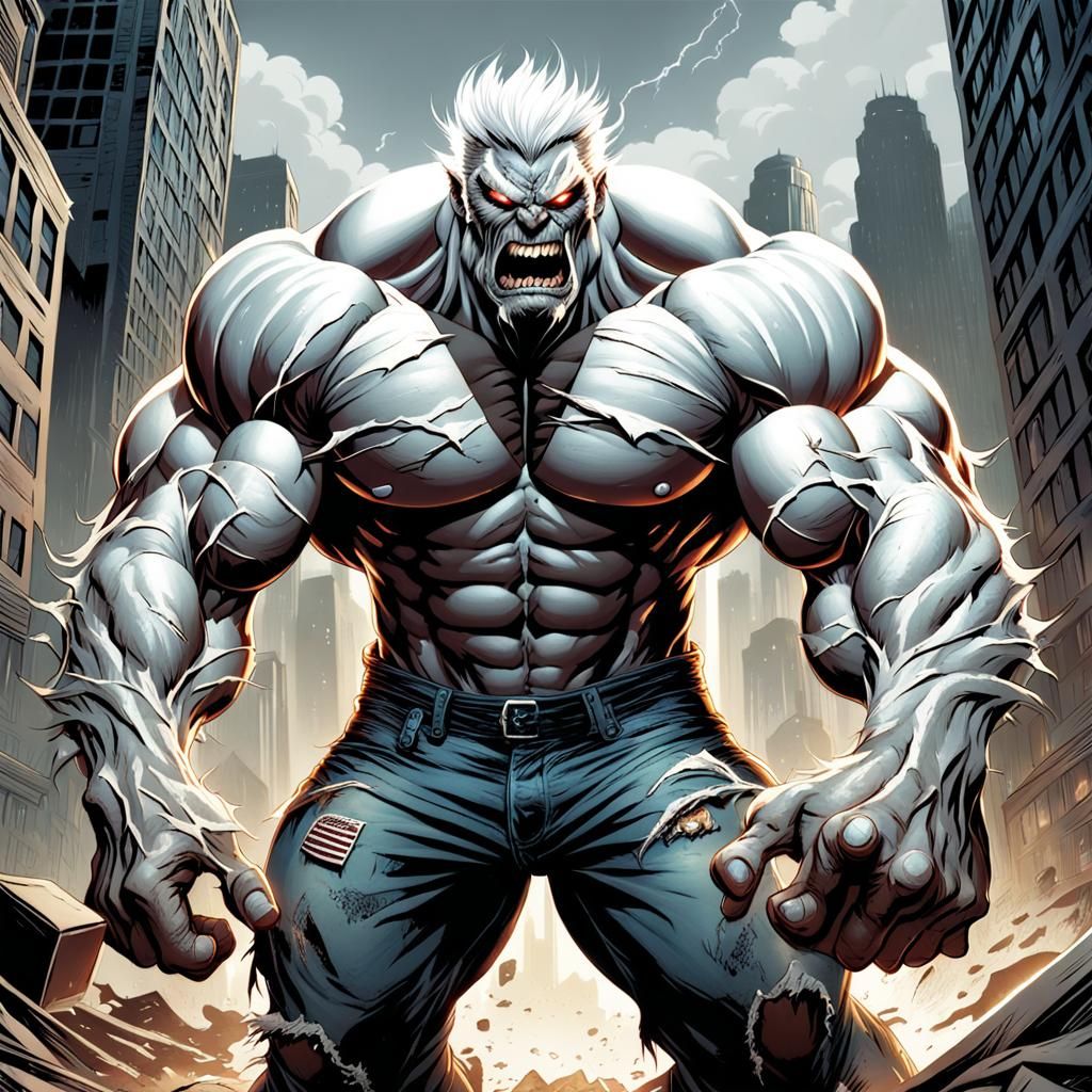 Muscular Rage Monster in Comic Book Art Style