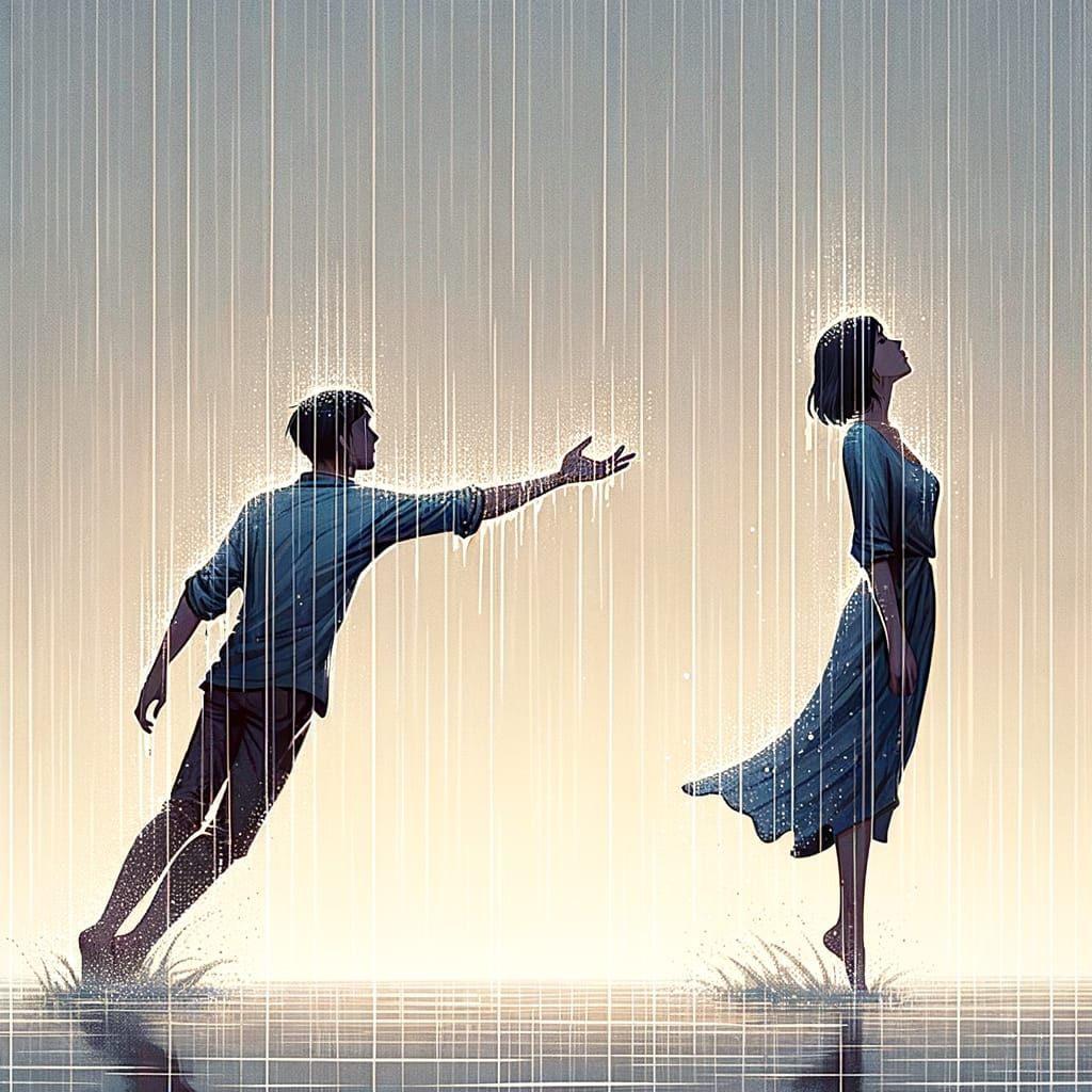 Poignant Image of Fleeting Love in Gentle Rain