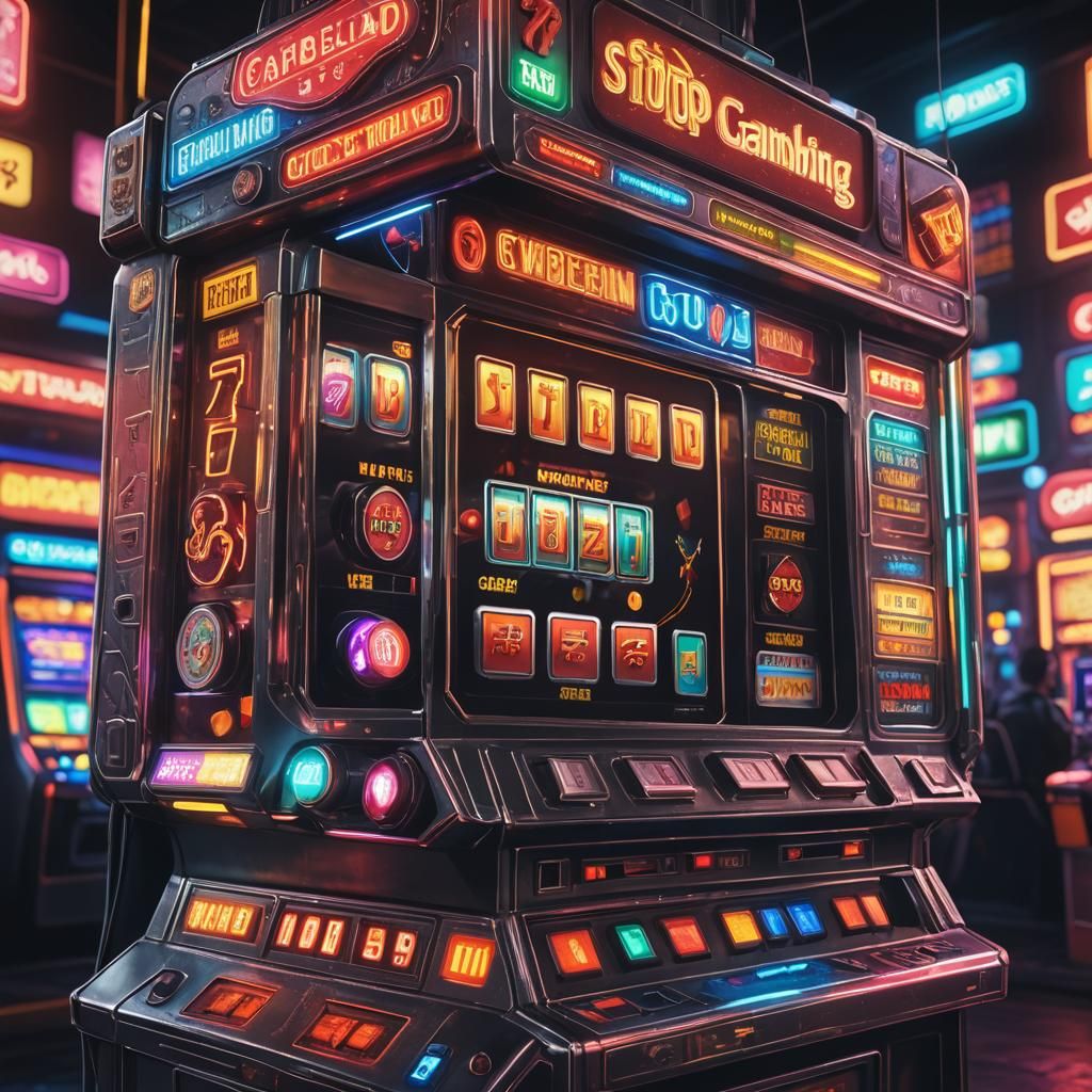 Gambling Machine with Stop Signs in Sci-Fi Style