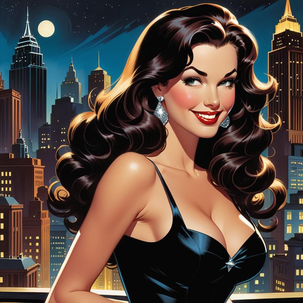 Retro Pin-Up Girl in Comic Book Style