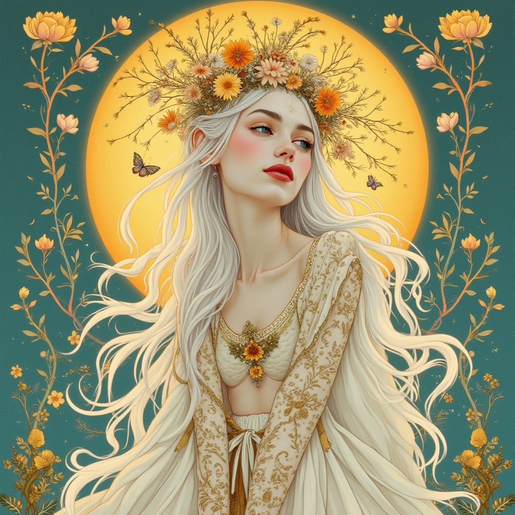 Ethereal Goddess in Folk Florals
