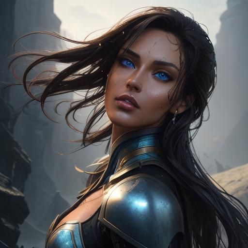 Sensual Woman with Blue Eyes in Hyperrealistic Style