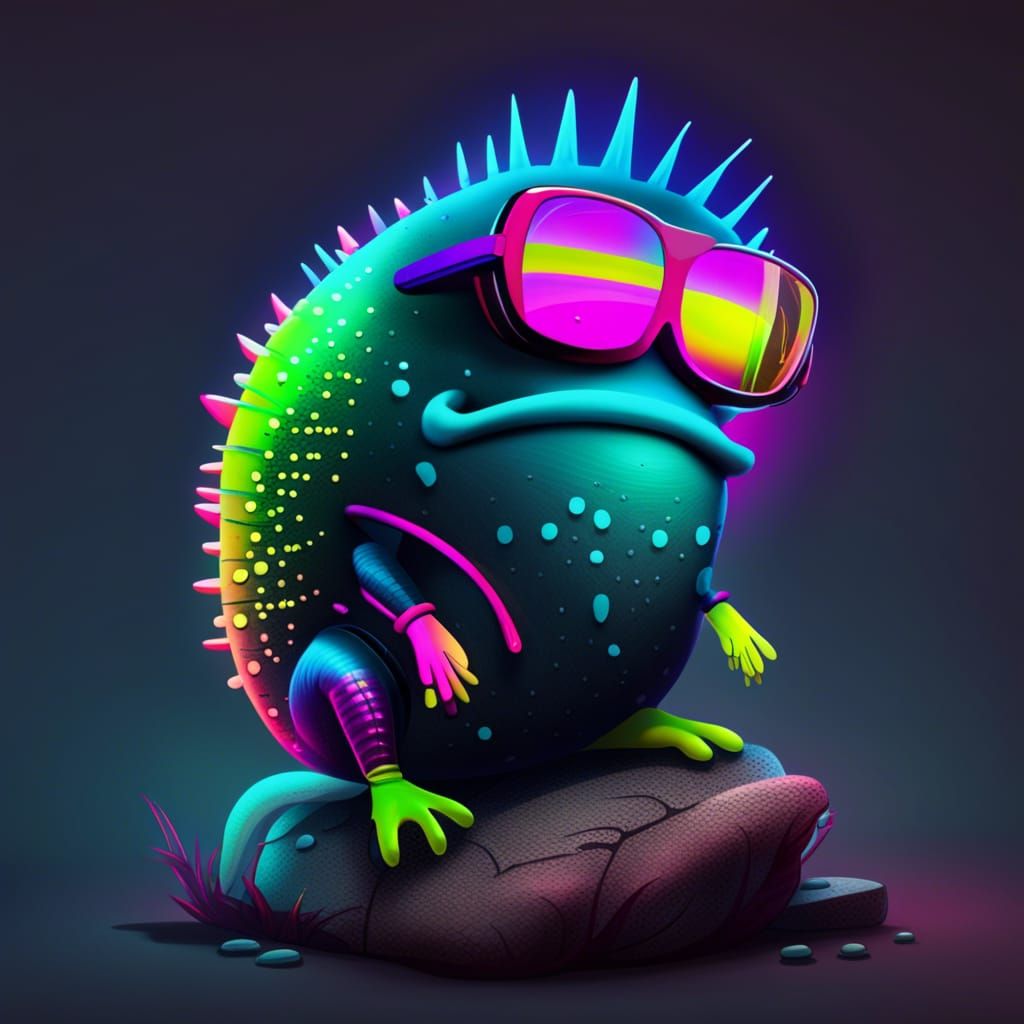 Neon Punk Slug with Funky Glasses