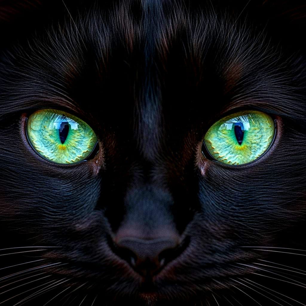 Close-up of Striking Cat Eyes, Photorealistic Detail