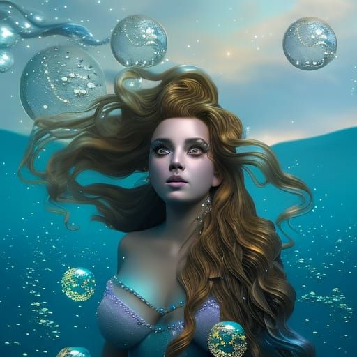 Beautiful Mermaid Portrait in Mermaidpunk Style