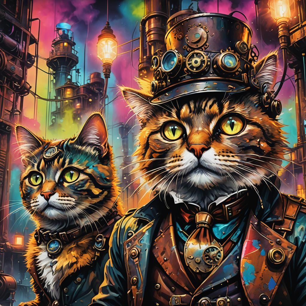 Steampunk Cat Gang in Abandoned Factory