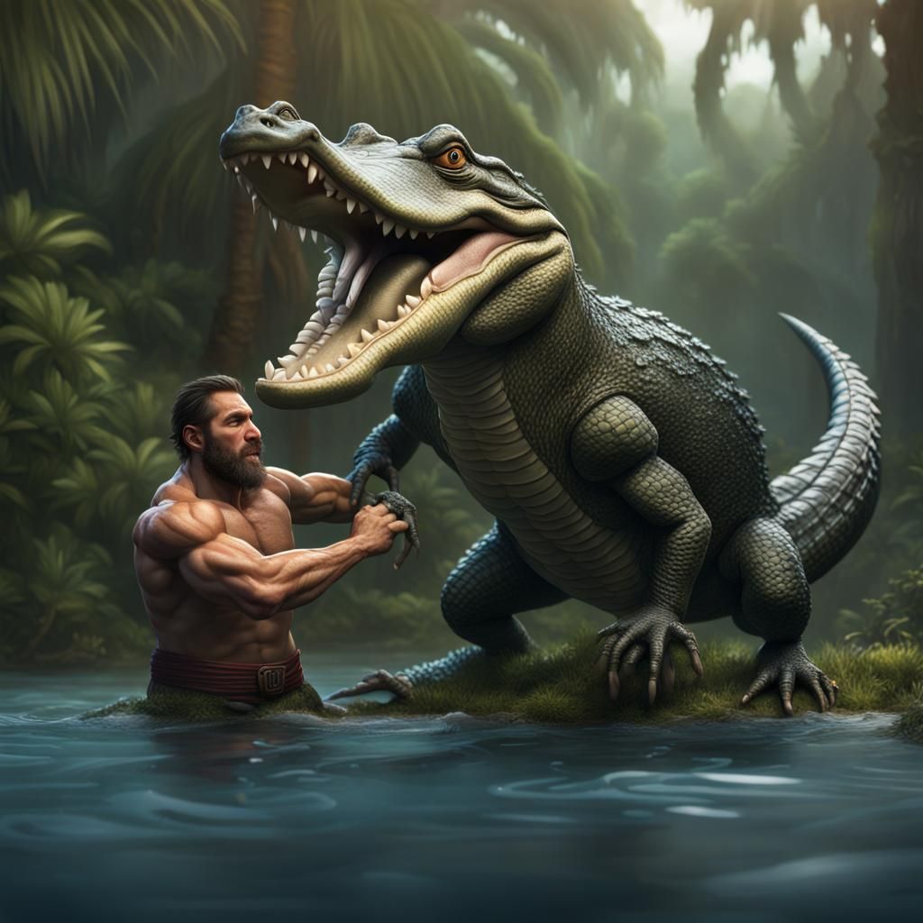 Florida Man Triumphs Over Gator in Detailed Painting