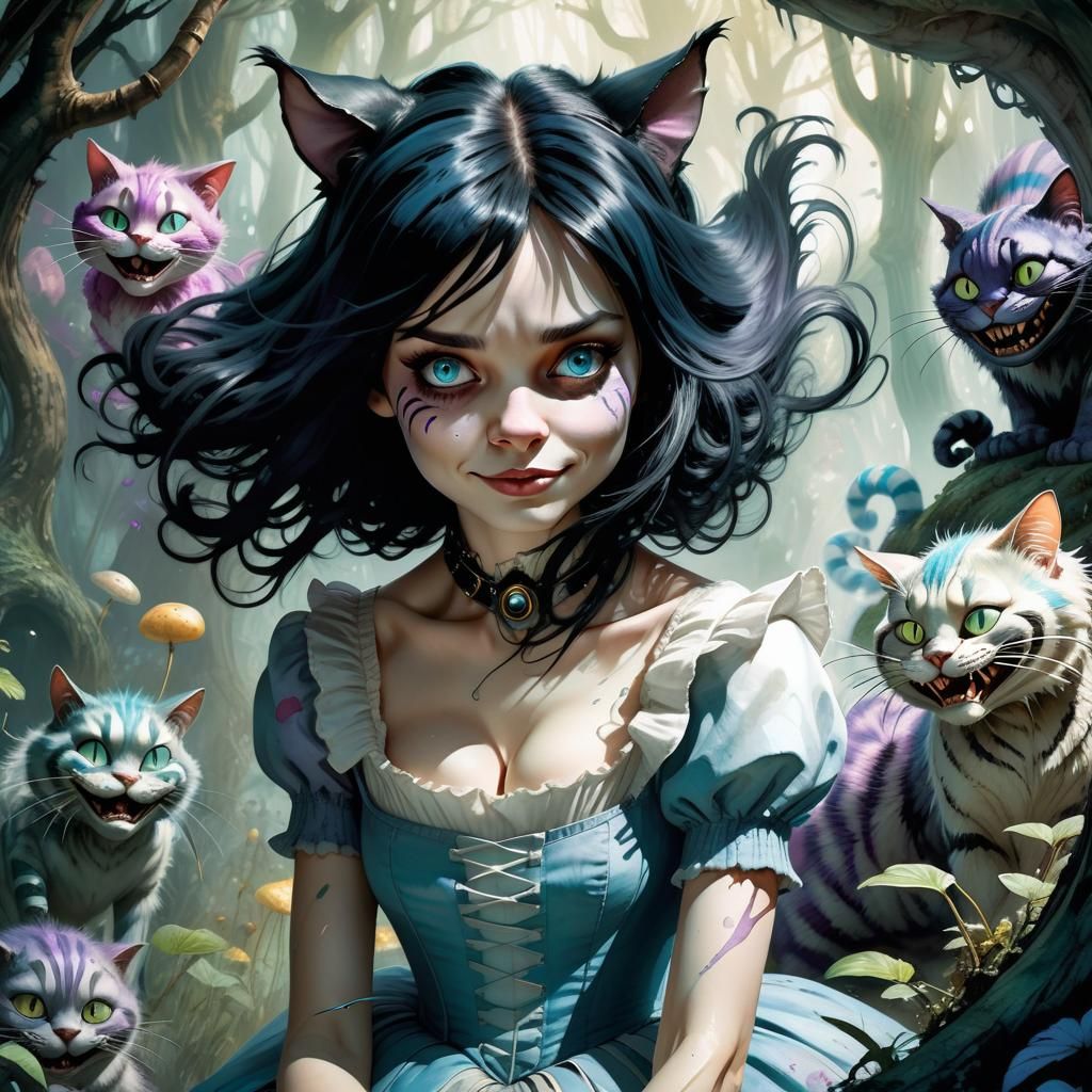 Alice in Wonderland Illustration in Watercolor Style