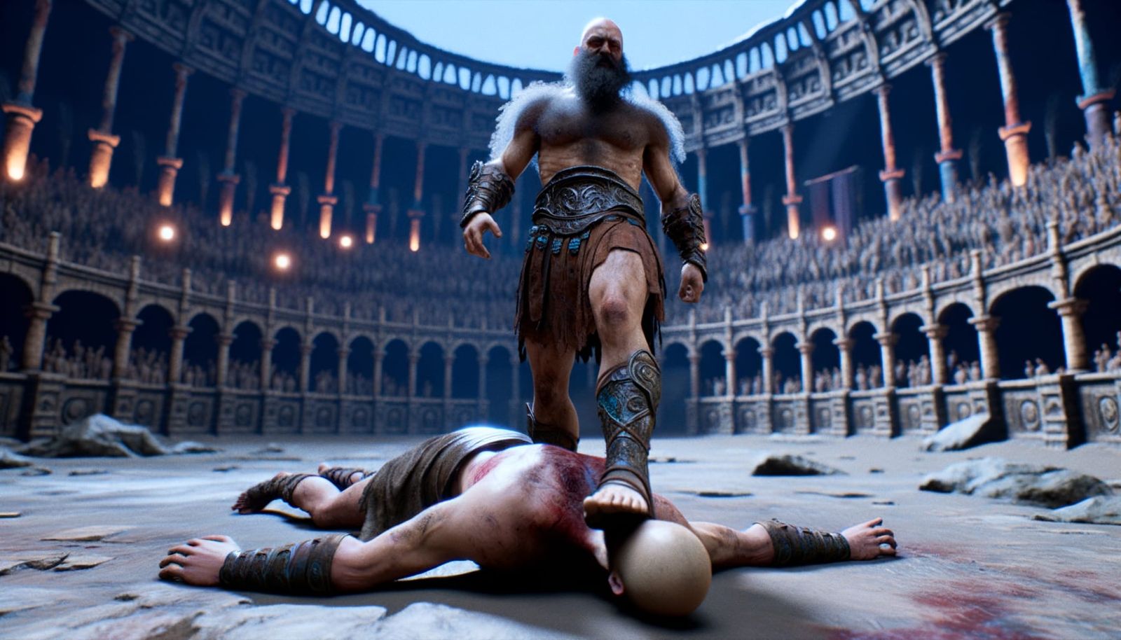 Victorious Gladiator in Arena: Epic Cinematic Scene