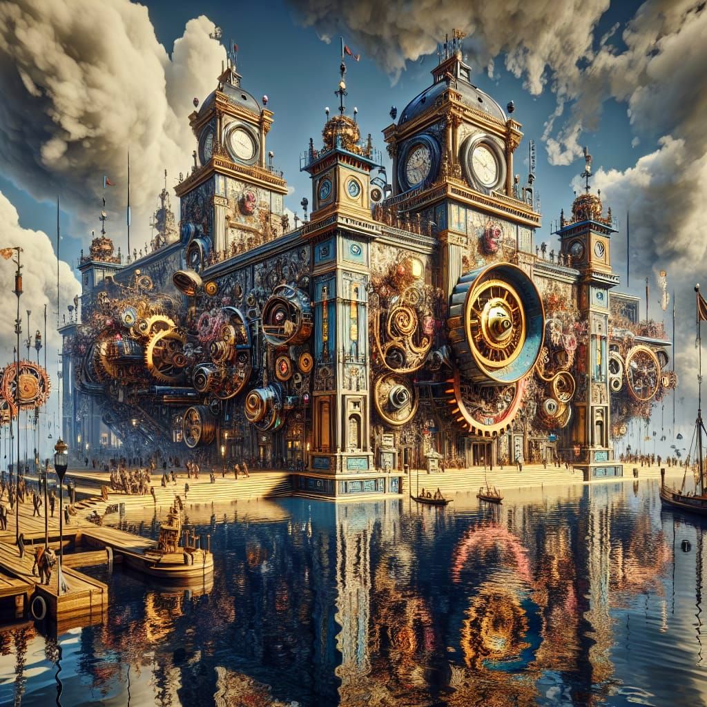 Steampunk Museum Exterior in Renaissance Style