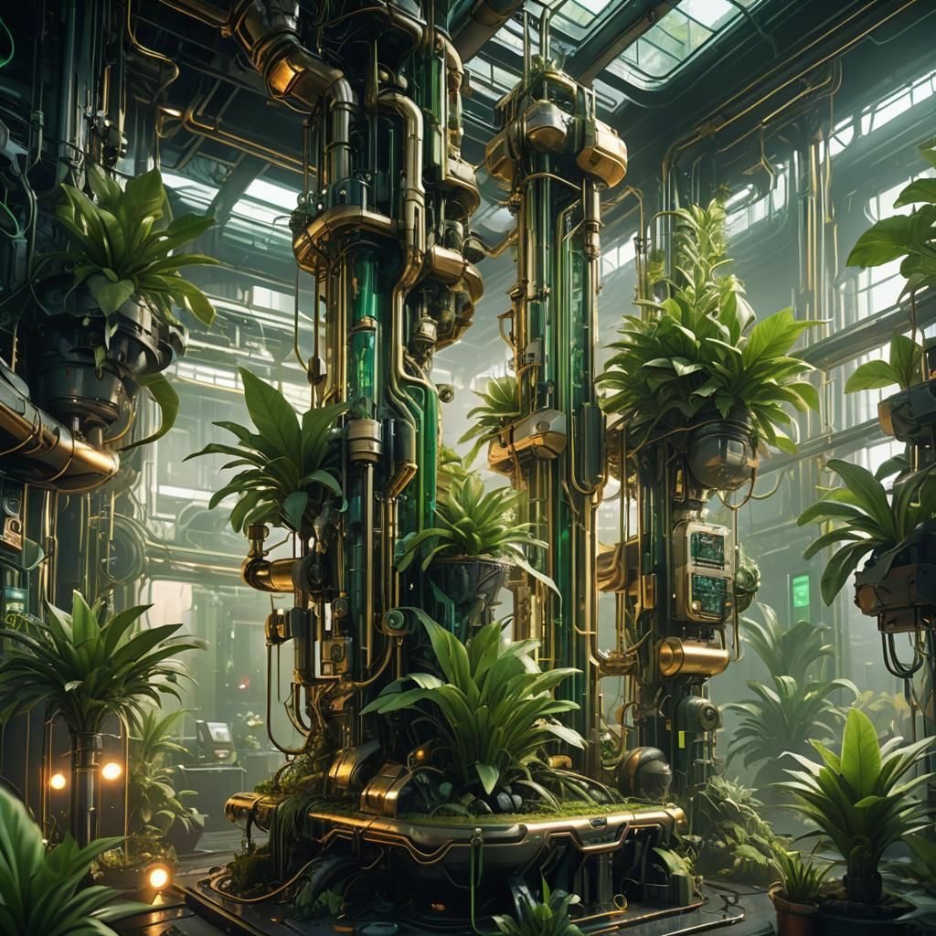 Bio Art Experimentation delicate lab plant cyberpunk child g...