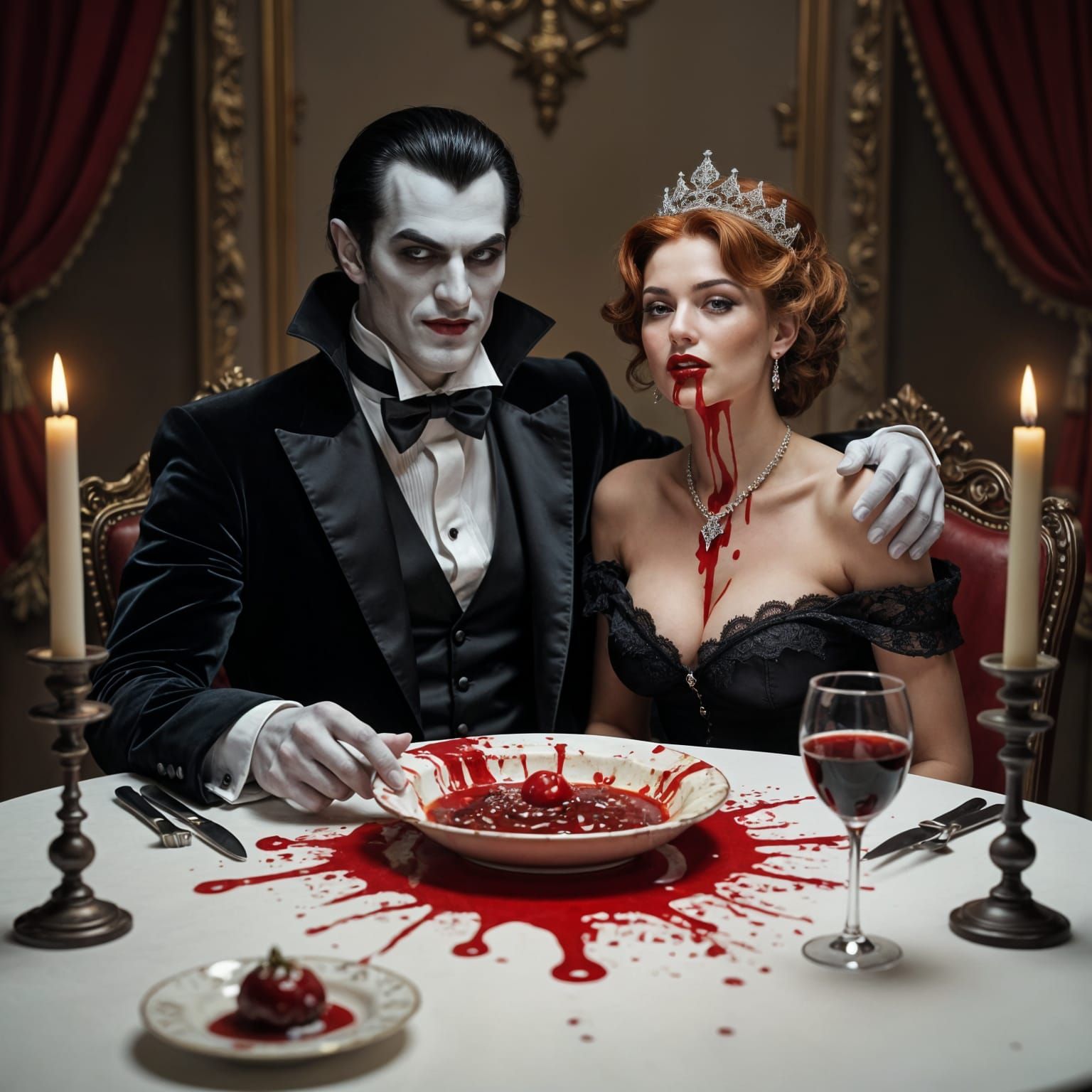 Dracula's Gothic Birthday Feast with Vampire Victim