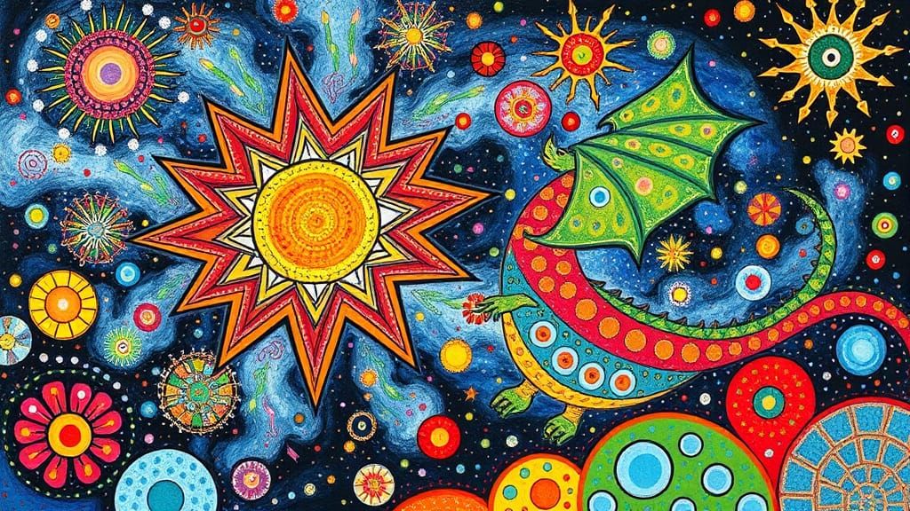 Vibrant Dragon in Pop Art Style Star Formation