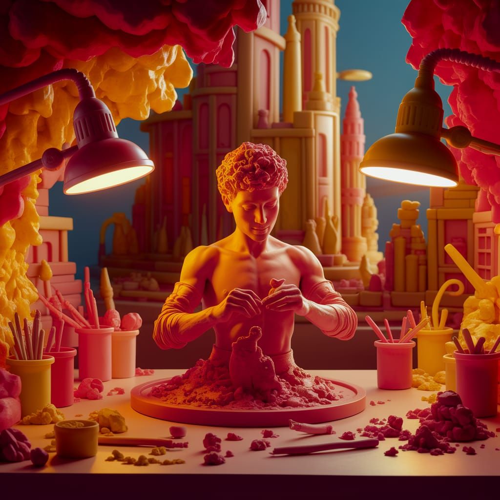 Play-Doh Sculptor in Whimsical Workshop