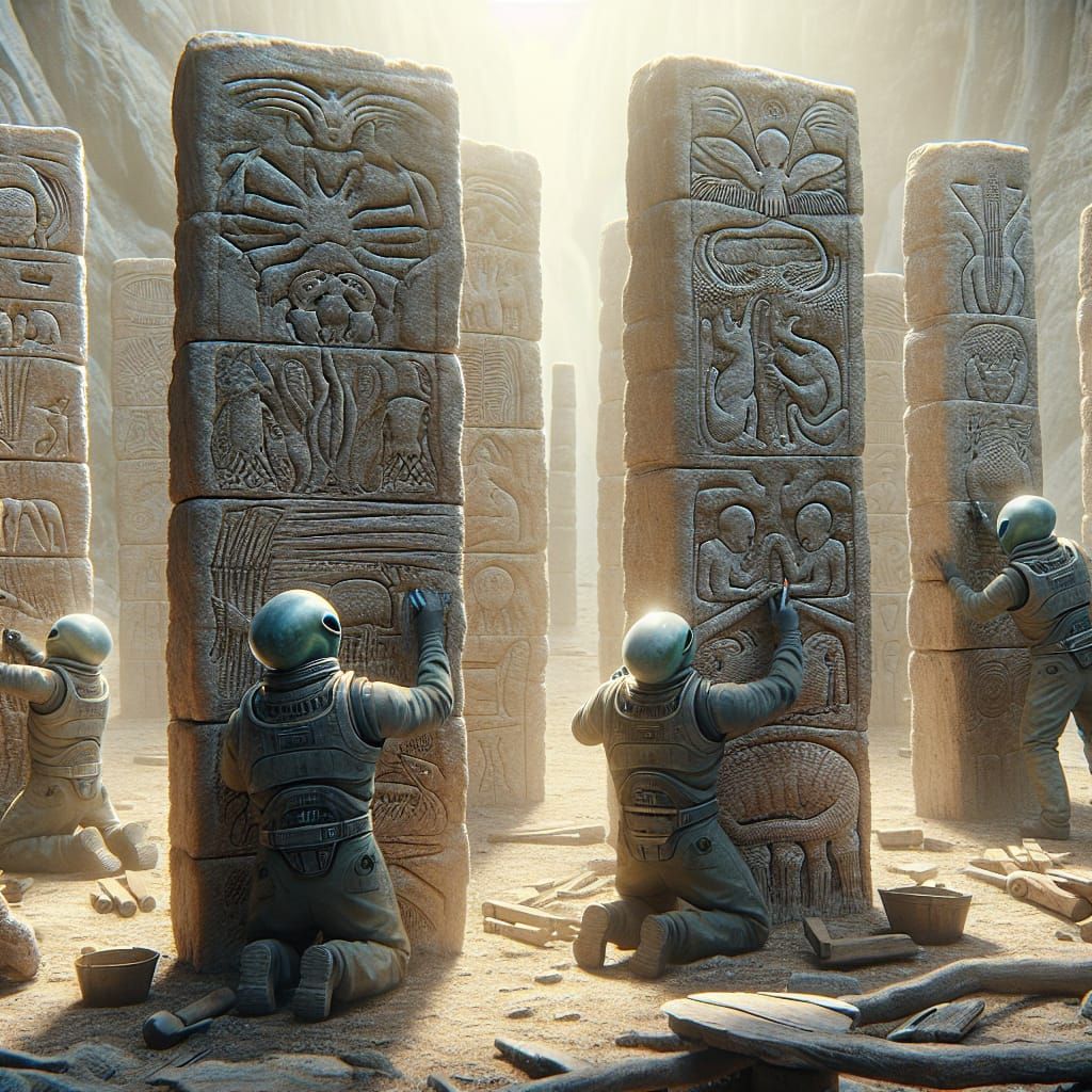 Collaborative Creation of Ancient T-Shaped Pillars