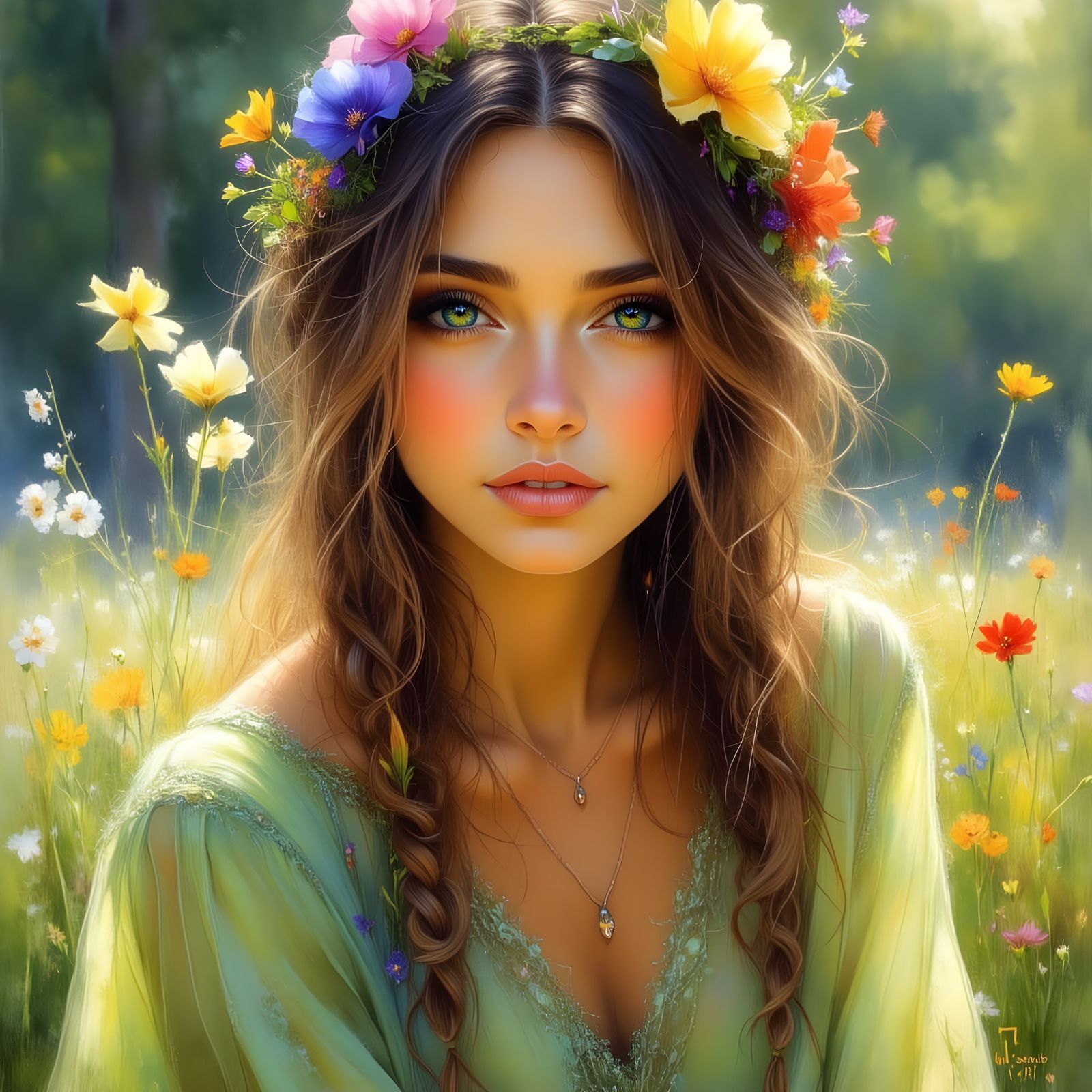 Norse Goddess Portrait in Bohemian Style