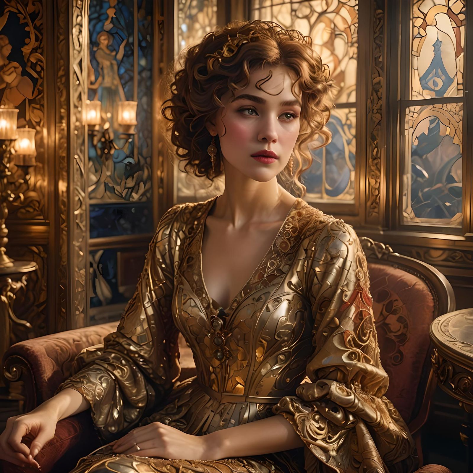 Portrait of an Alluring Woman: Detailed Matte Painting