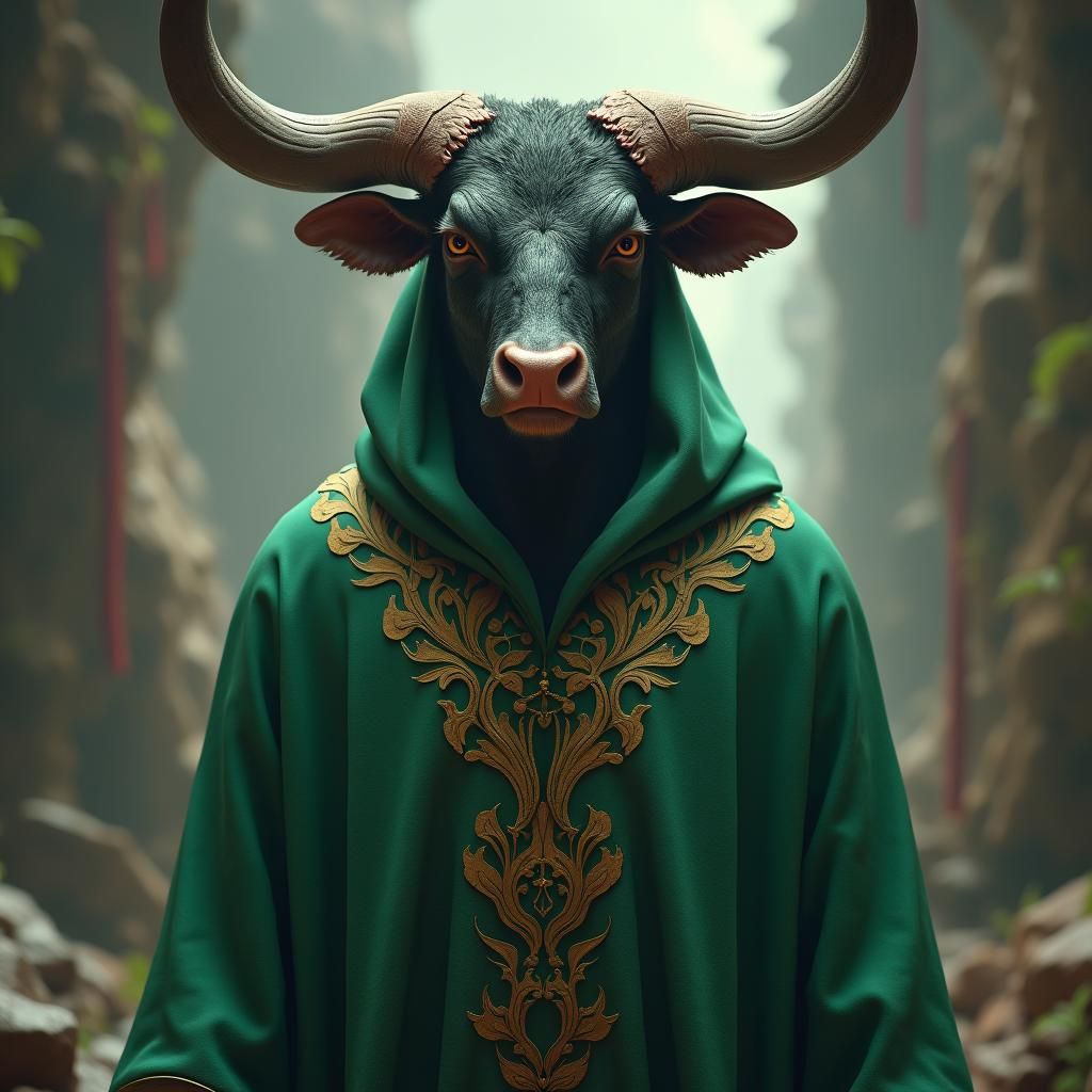 Minotaur Cleric in Otherworldly Realm, Digital Art