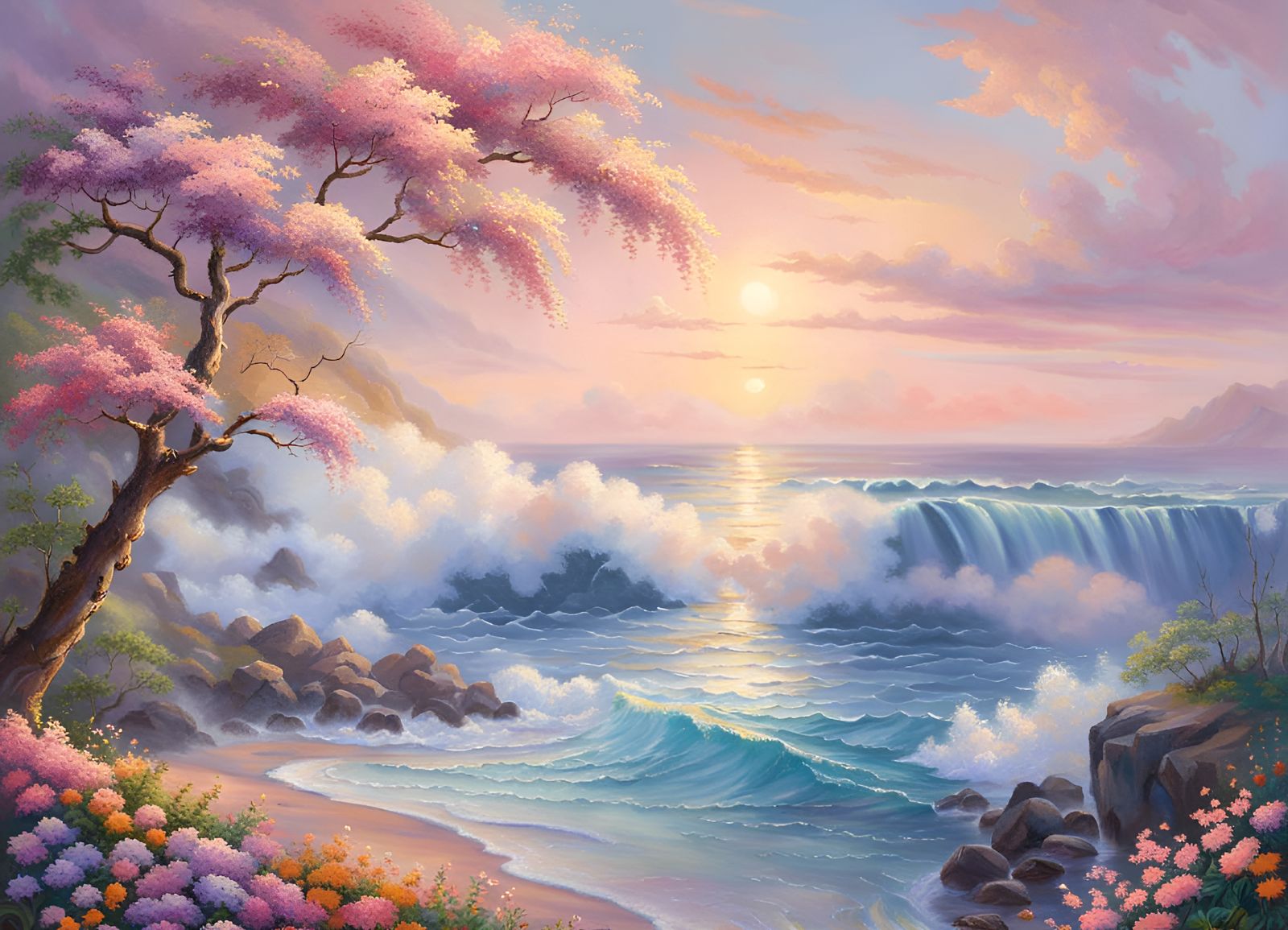 Radiant Apricot Hues in a Kaleidoscopic Dreamscape