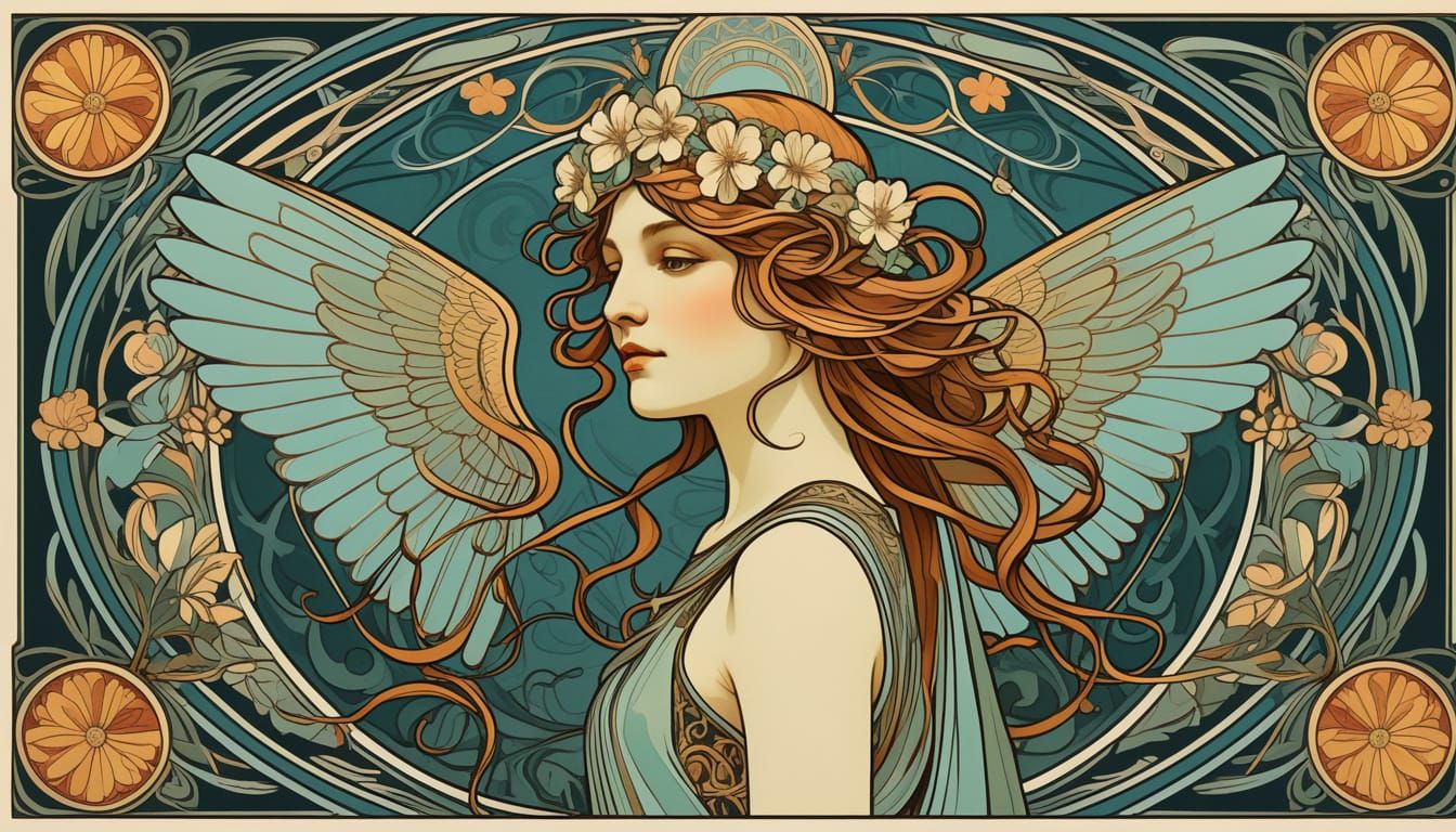 Art Nouveau Valkyrie Poster Illustration