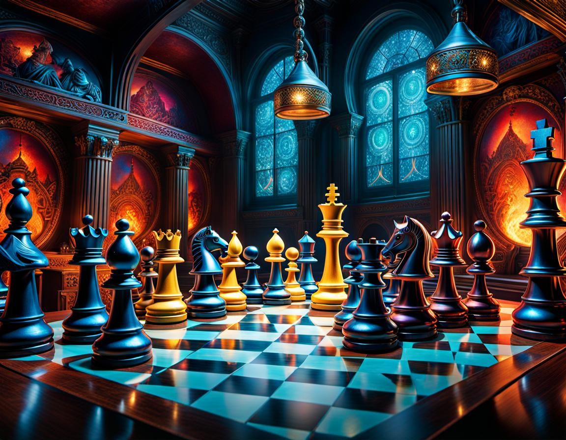 Eldritch Chess Game in Art Deco Style