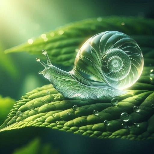 Vibrant Glass Snail on a Delicate Leaf