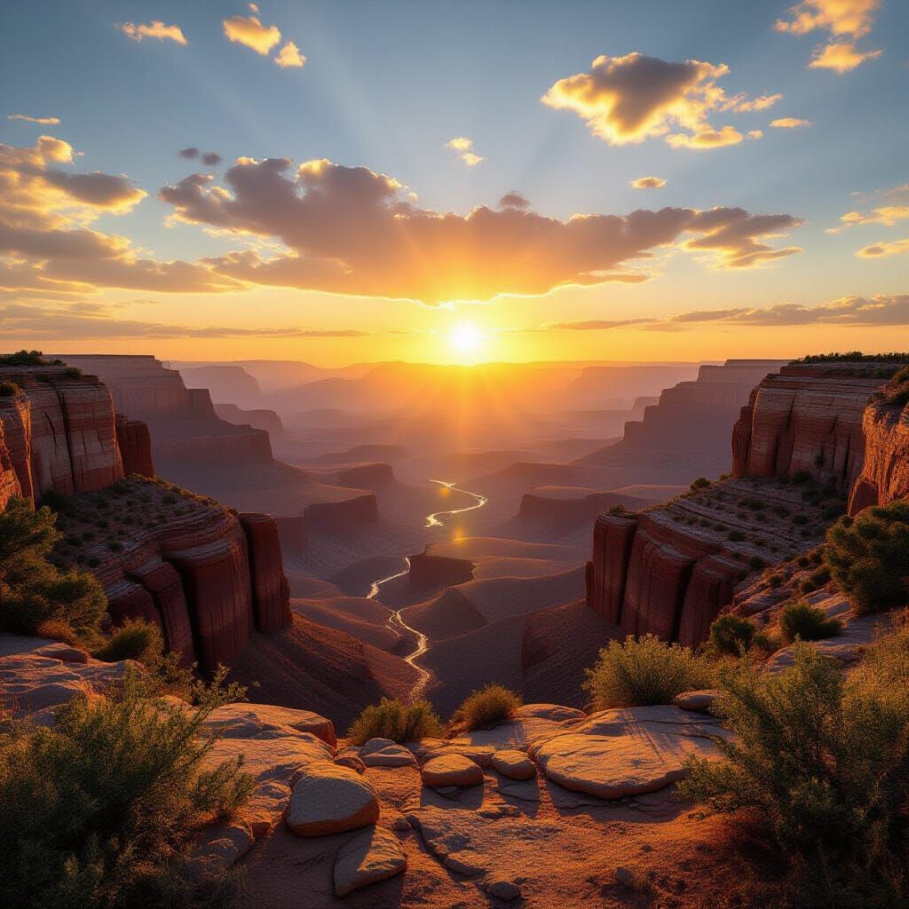 Hyper-Realistic Golden Hour Landscape Photography