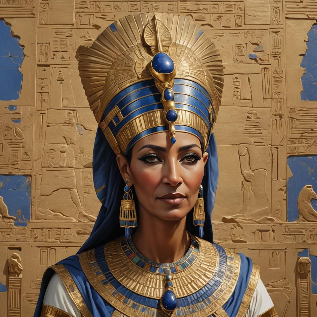 Regal Egyptian Queen Portrait in Ancient Art Style