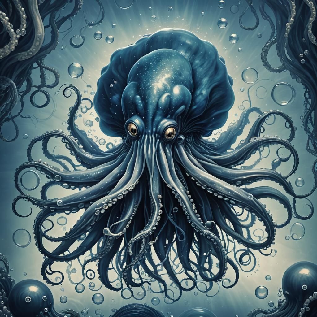 Colossal Squid in Deep Blue Hues