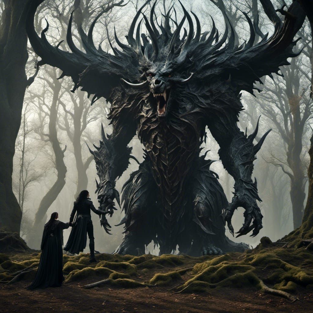 Dark Fantasy Dragon Scene with Cinematic Lighting