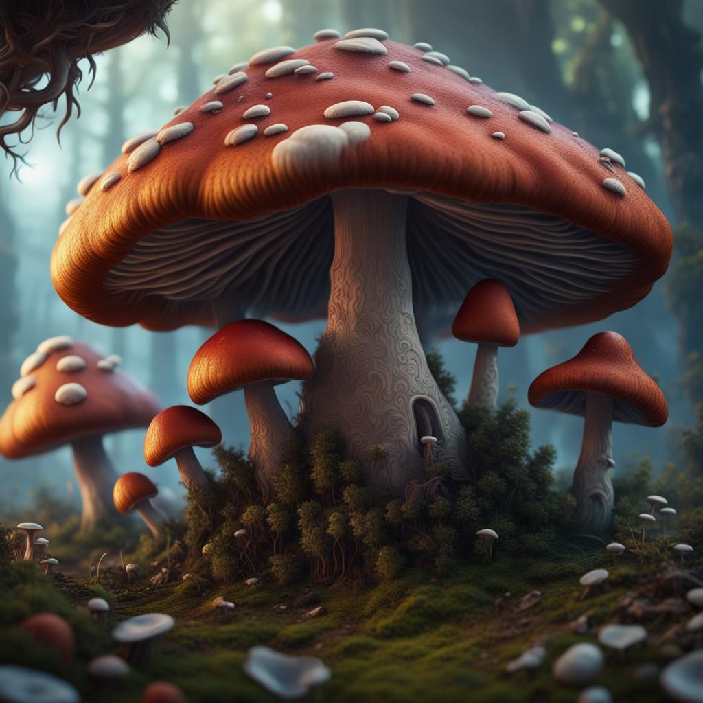 Detailed Matte Painting of Mushroom Growth