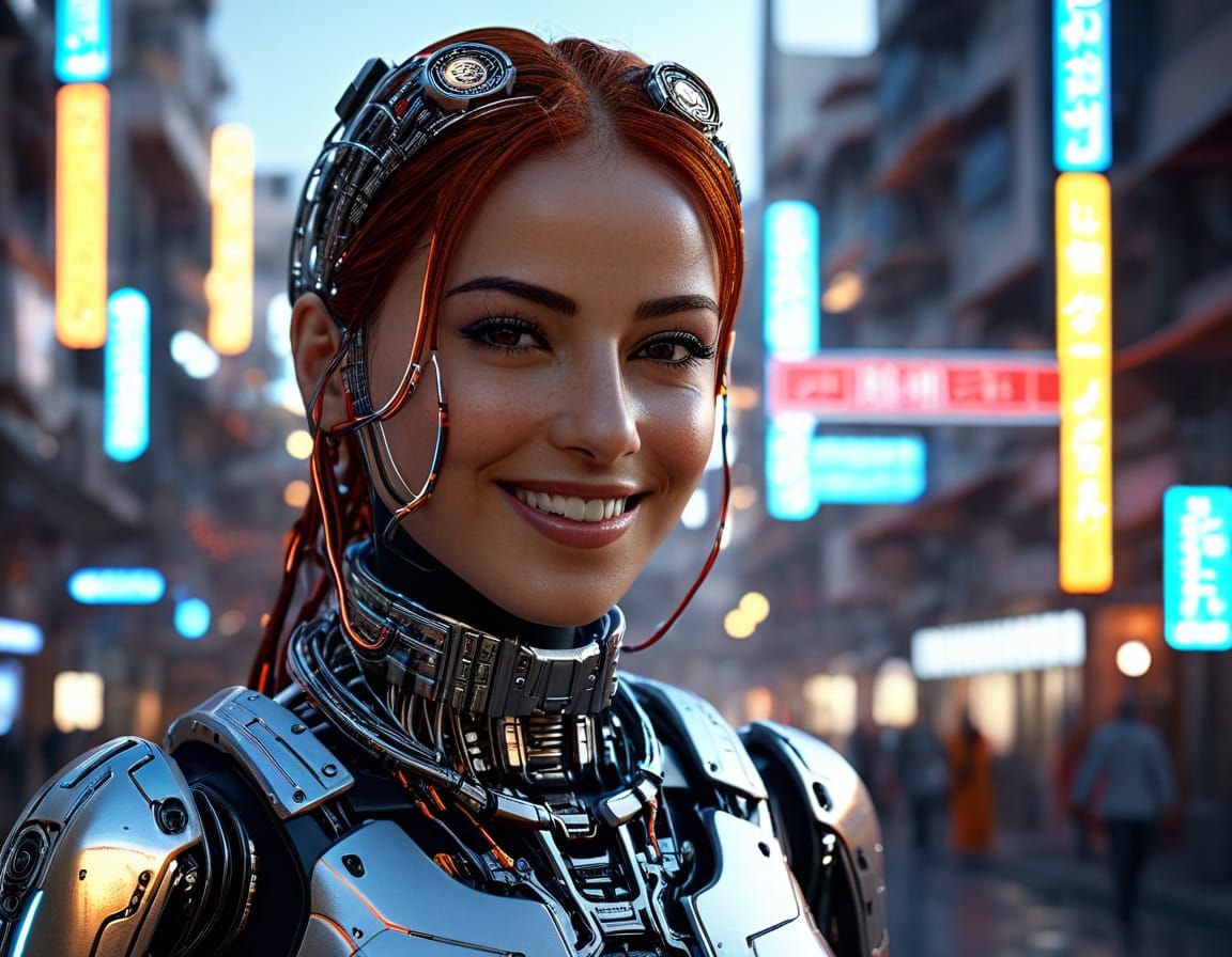 Cyberpunk Goddess in Radiant Glory