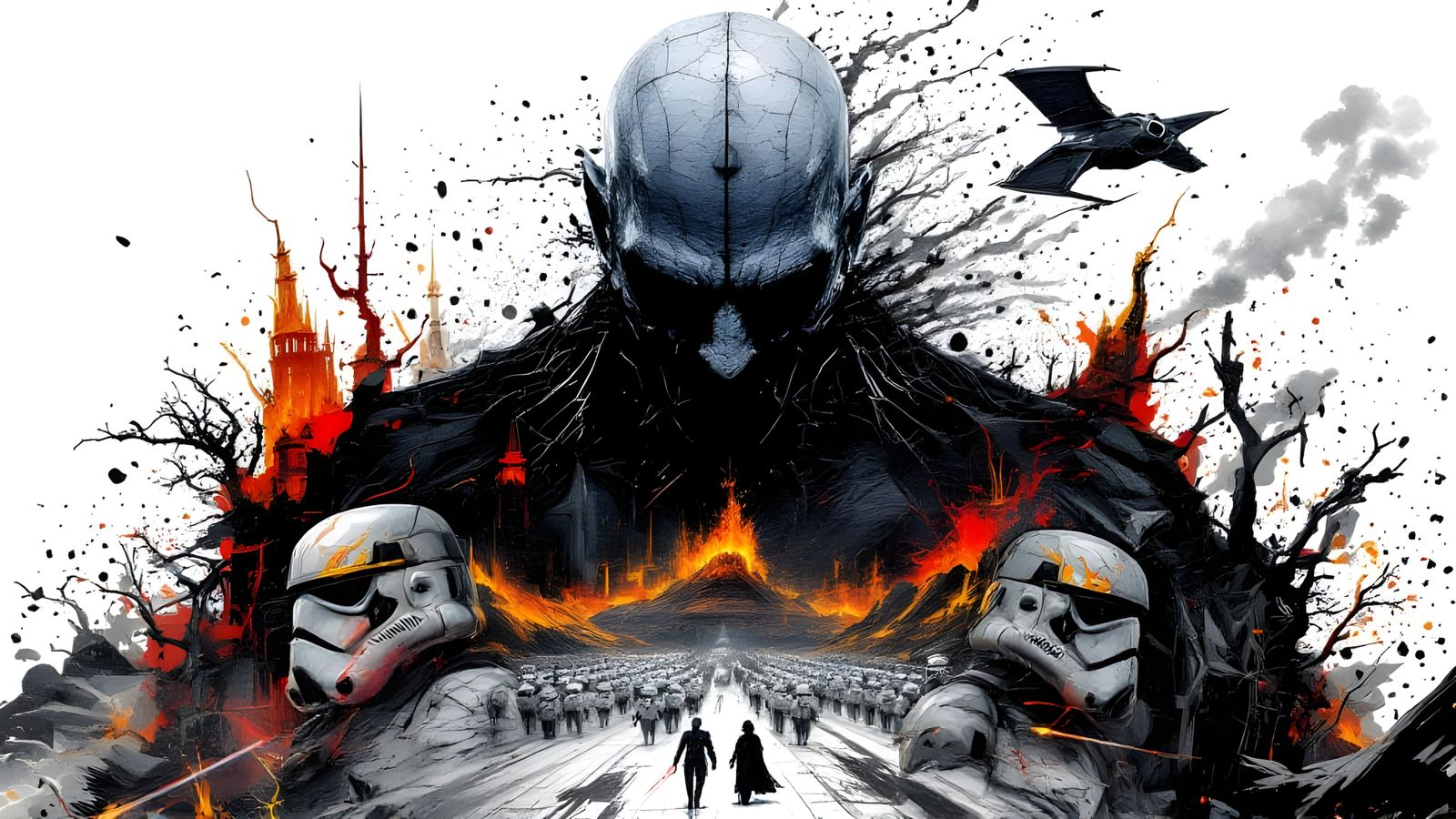 Cyberpunk Emperor Palpatine in Dystopian Chaos