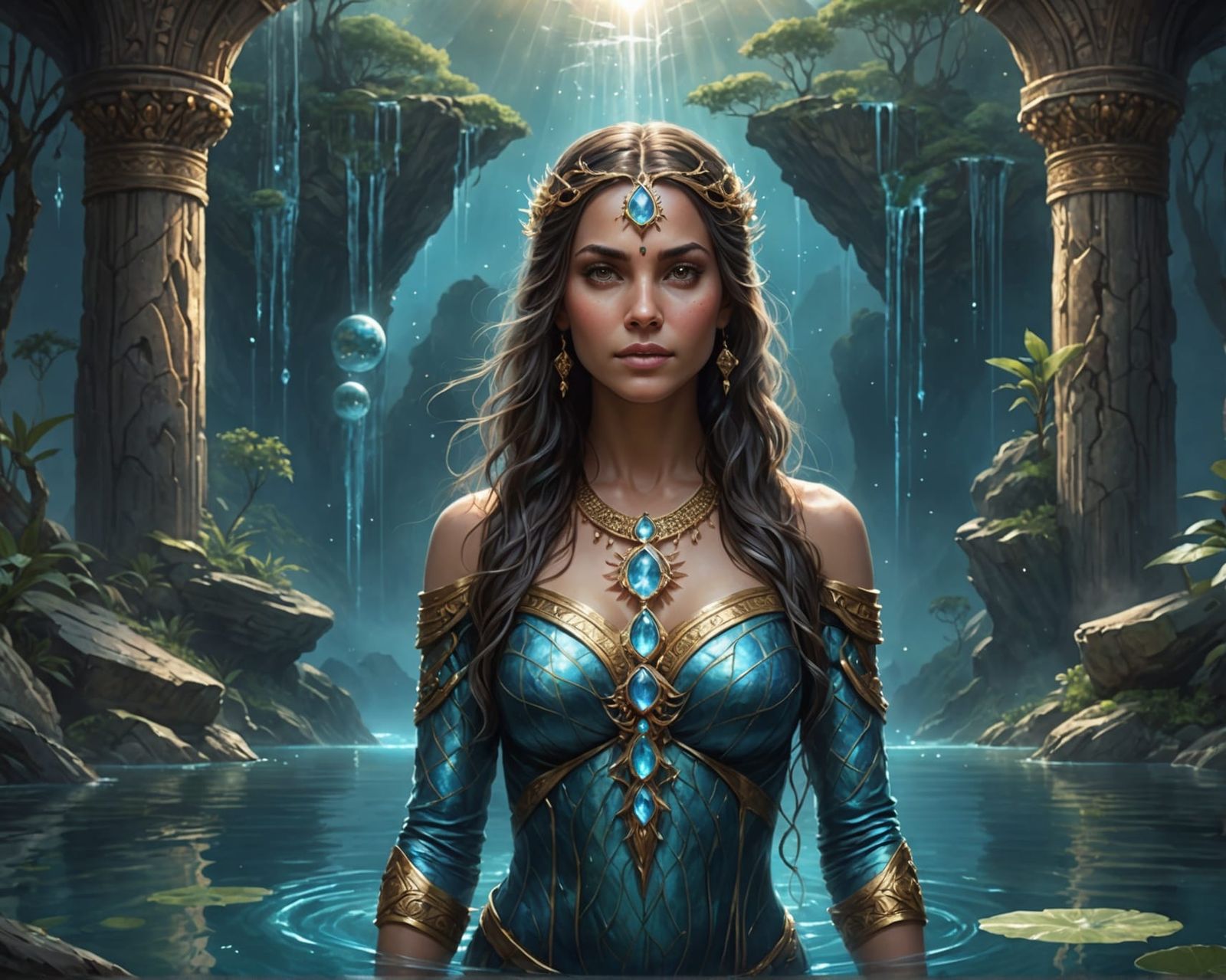 Ethereal Woman Emerging from Healing Waters