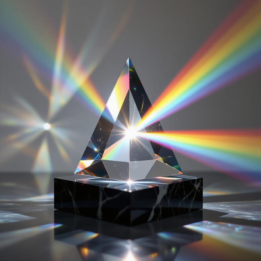Dispersive Prism Separating Light into Rainbow Spectrum