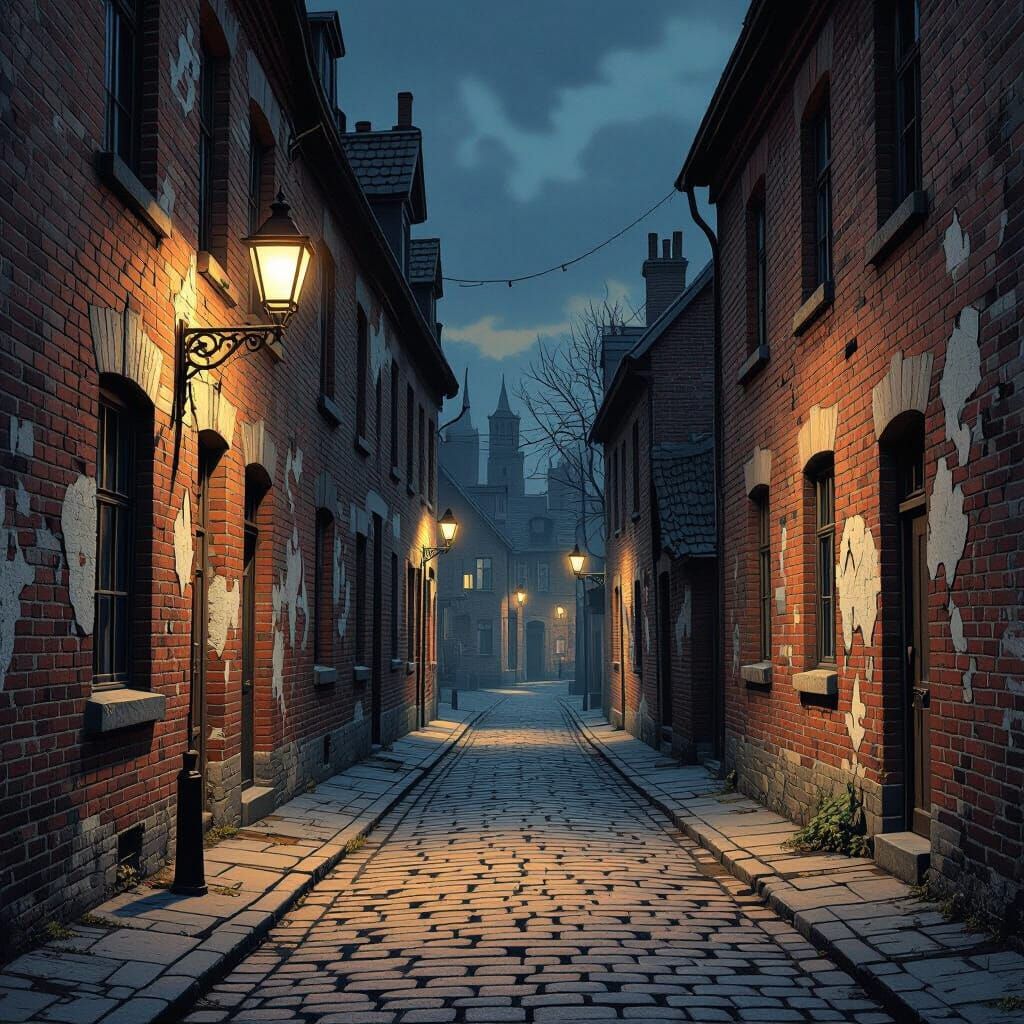 Deserted Midnight Street: Realistic Digital Art