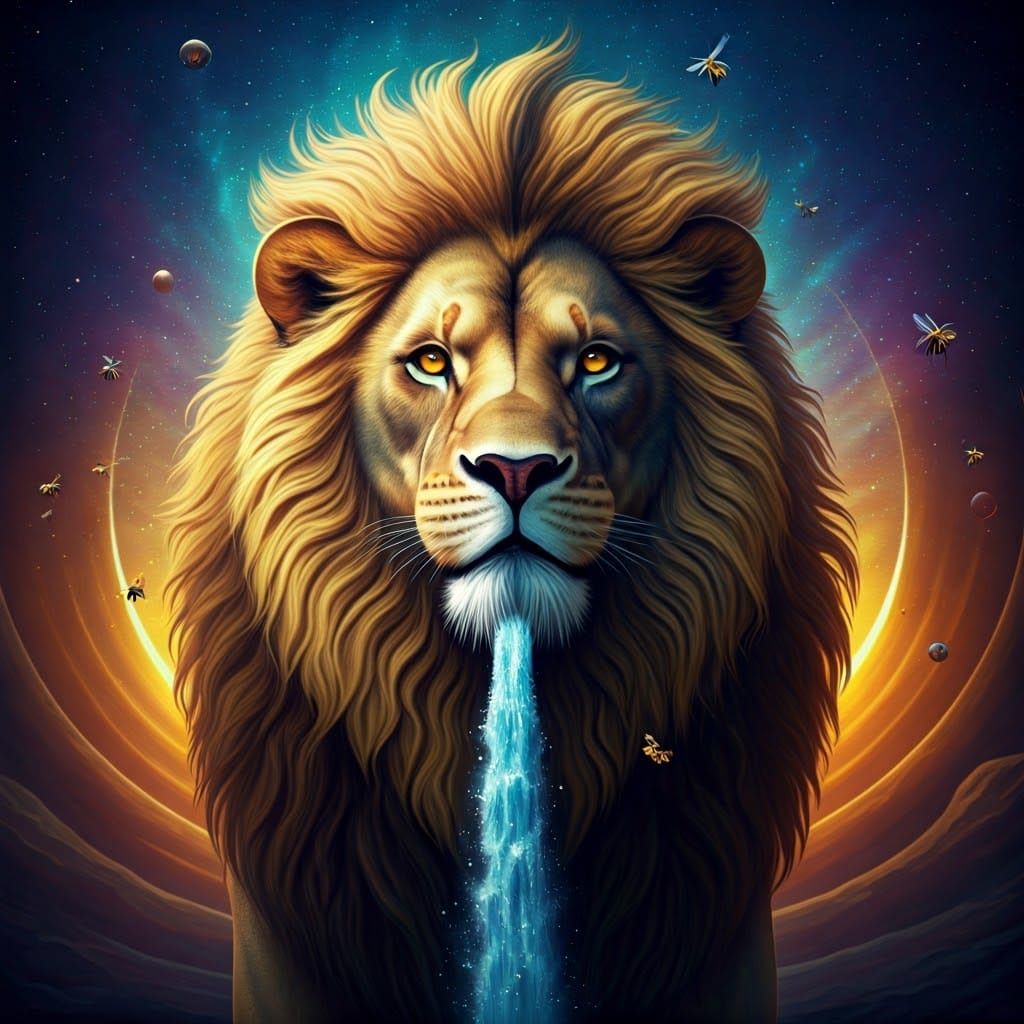 Majestic Lion Hive in Cosmic Wonderland