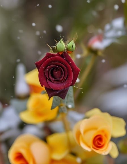 Roses Bloom in Snow: Comic Art Panda Fireball