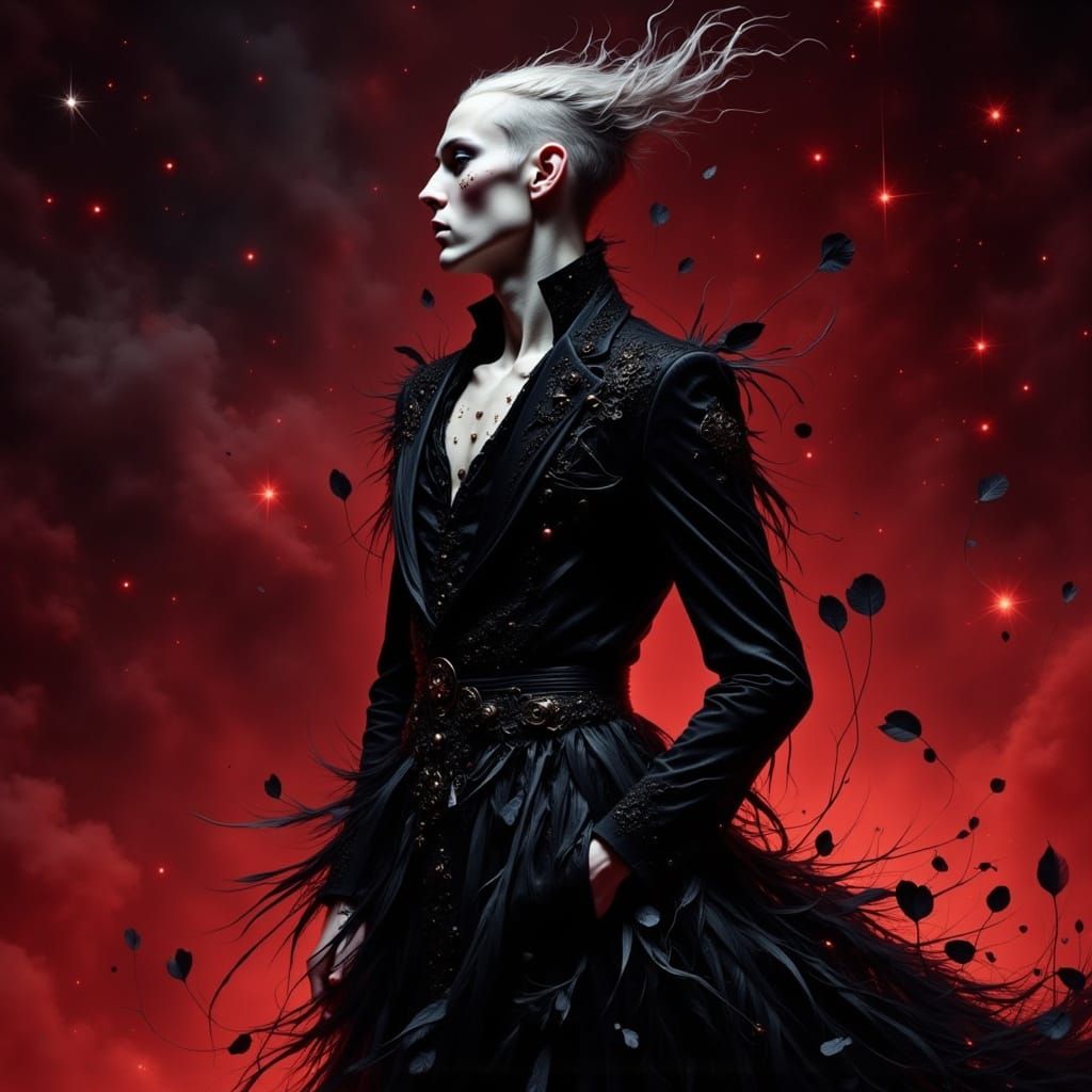 Elegant Man in Velvet Gown on Red Carpet