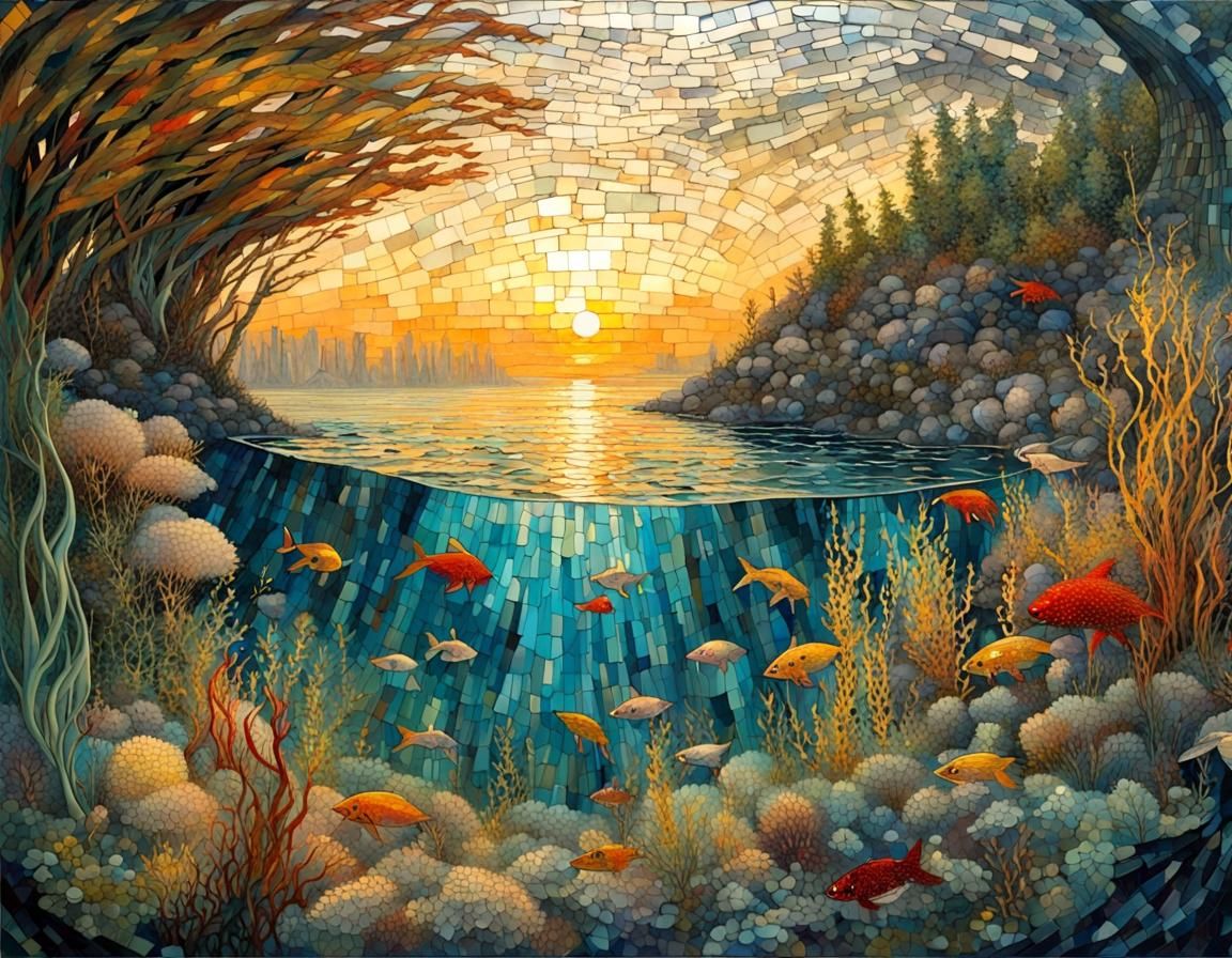 Underwater Mosaic Garden in Fantasy Style