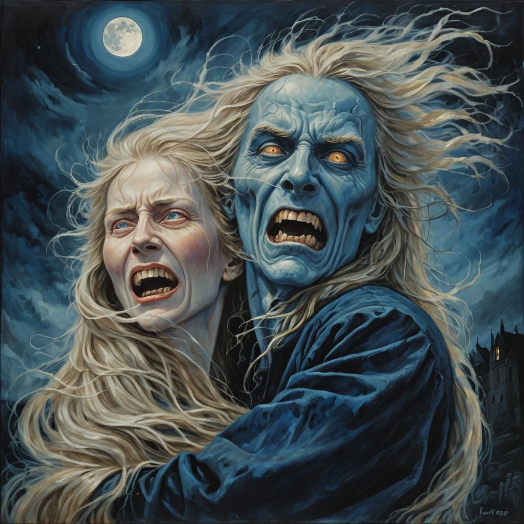 Ethereal Banshee Screaming in Celtic Gothic Oil Painting