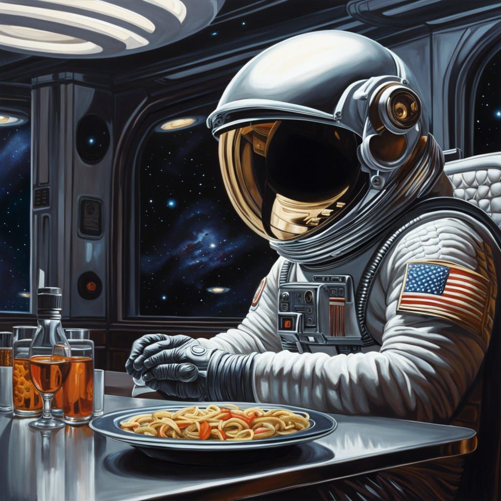 Astronaut in Space Diner: Photorealistic Sci-Fi Art