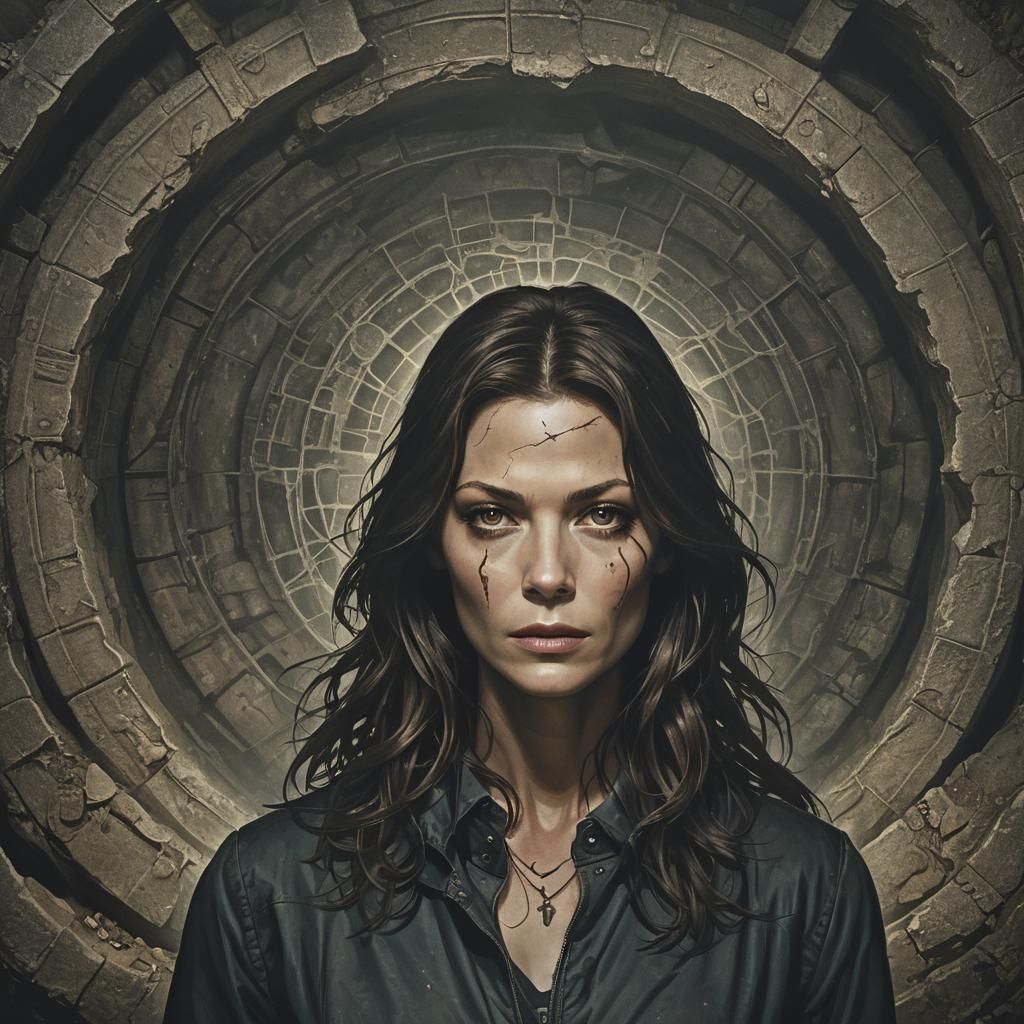 Supernatural Woman in Subterranean Landscape