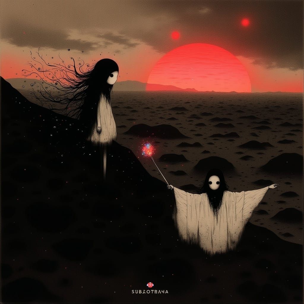 Desert Sunset Hope Amidst Black Dunes