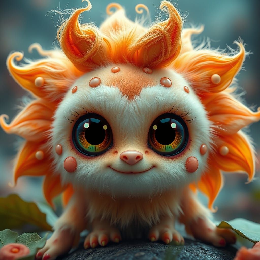 Whimsical Fantasy Monster in Sunflower-Inspired, Iridescent ...