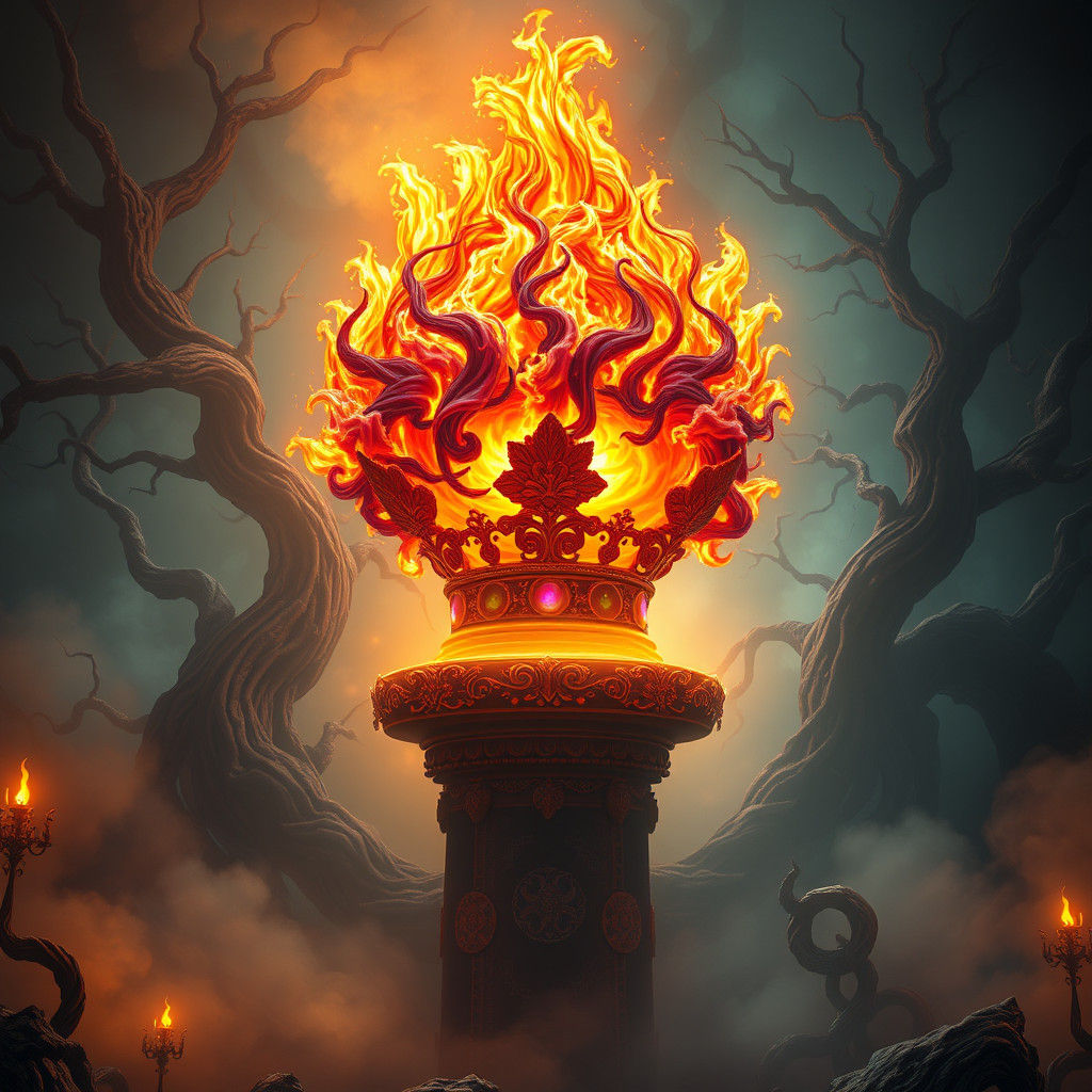 Fire Crown in Mystical Realm, Digital Matte Painting