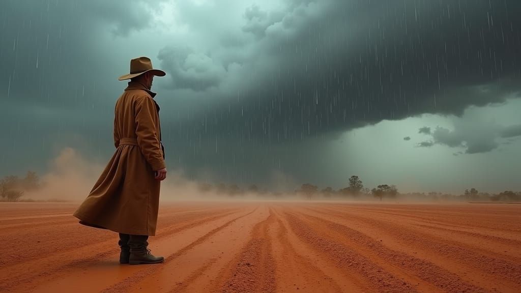 Outback Rainstorm: Dramatic Australian Desert Landscape